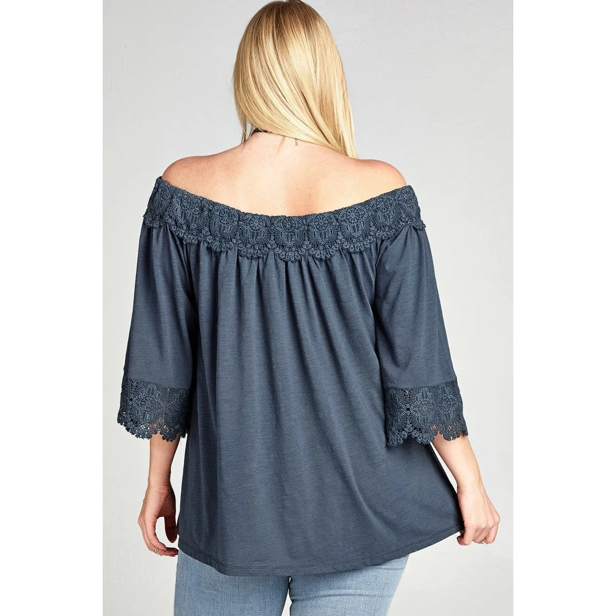 Oddi Lovely and Lacey Top in Navy