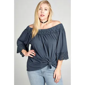 Oddi Lovely and Lacey Top in Navy