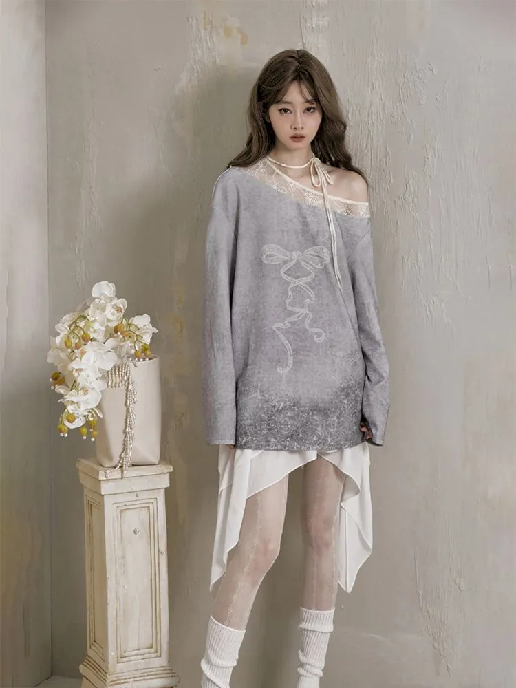 Off Shoulder Long Sleeve t-shirt【s0000007787】