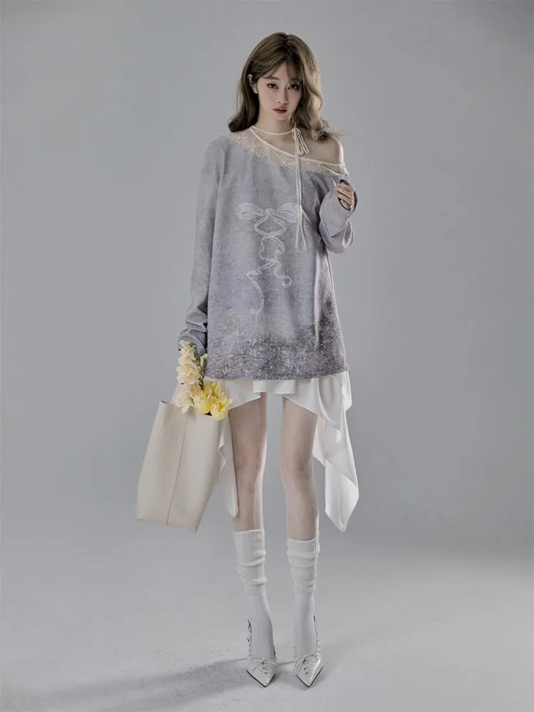 Off Shoulder Long Sleeve t-shirt【s0000007787】
