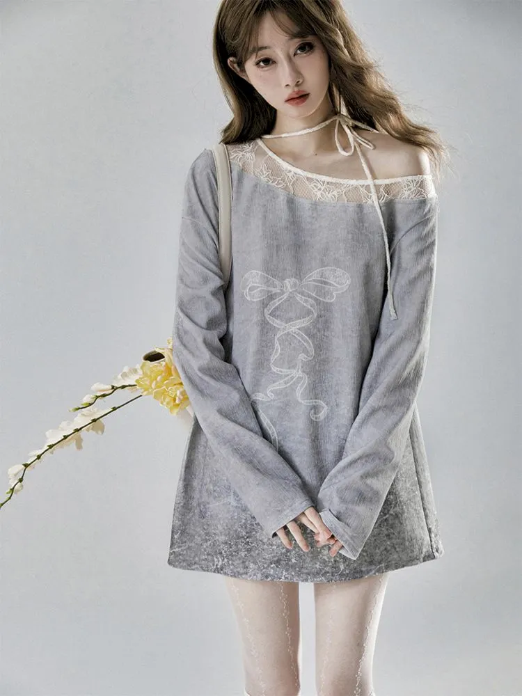 Off Shoulder Long Sleeve t-shirt【s0000007787】