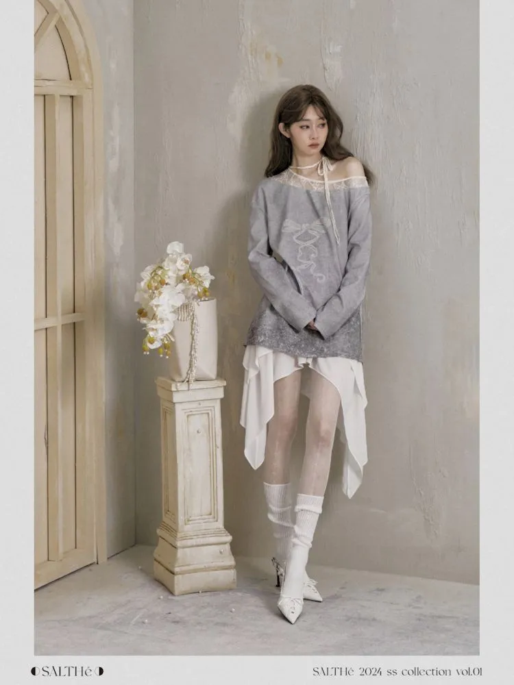 Off Shoulder Long Sleeve t-shirt【s0000007787】