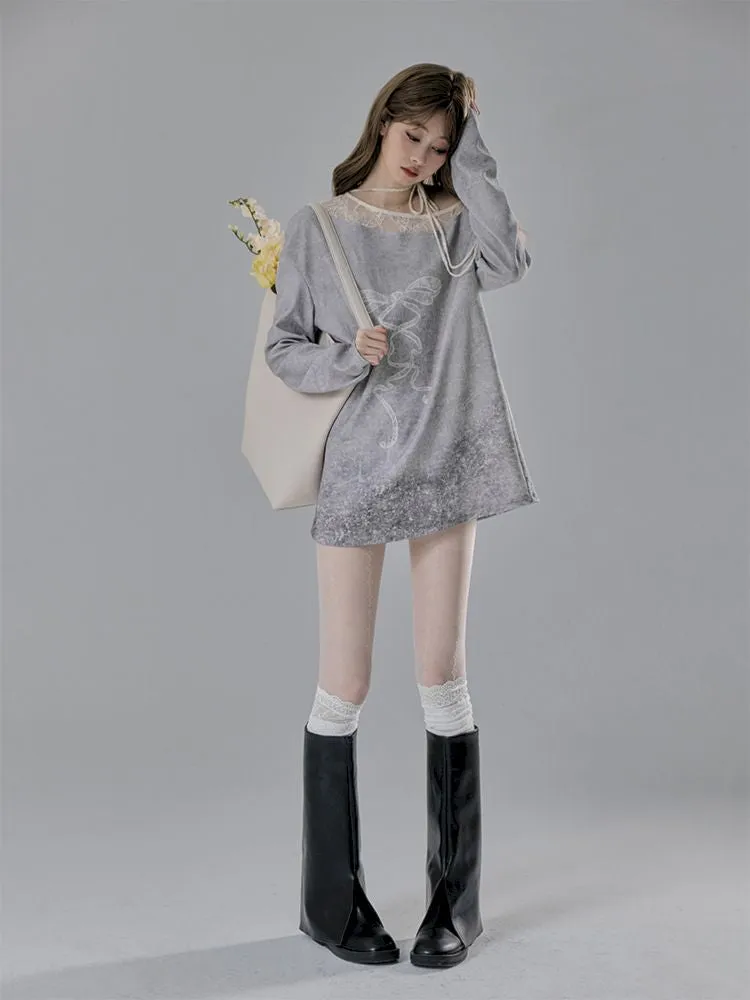 Off Shoulder Long Sleeve t-shirt【s0000007787】