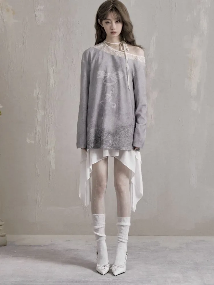 Off Shoulder Long Sleeve t-shirt【s0000007787】