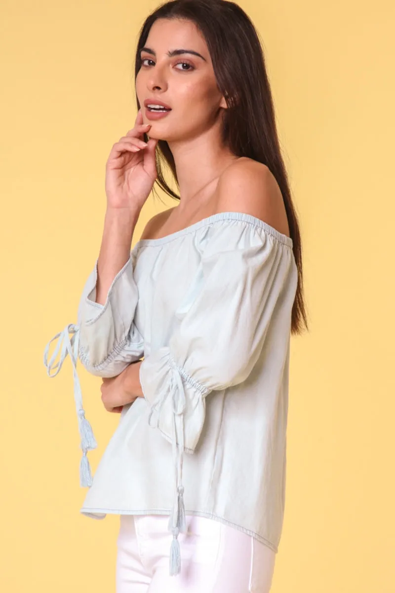 Off Shoulder Polka Dot Blouse