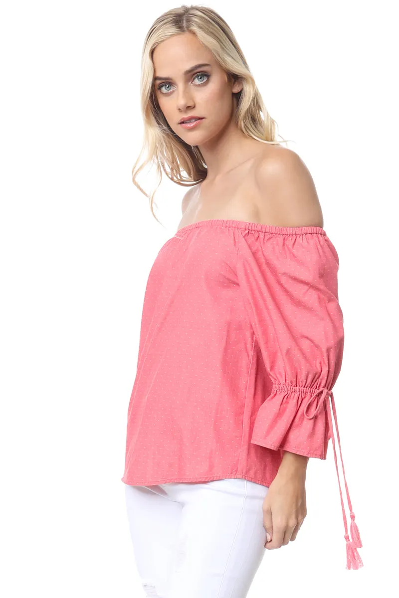 Off Shoulder Polka Dot Blouse