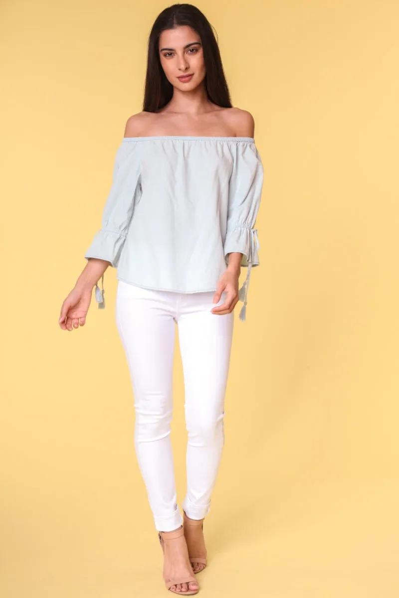 Off Shoulder Polka Dot Blouse