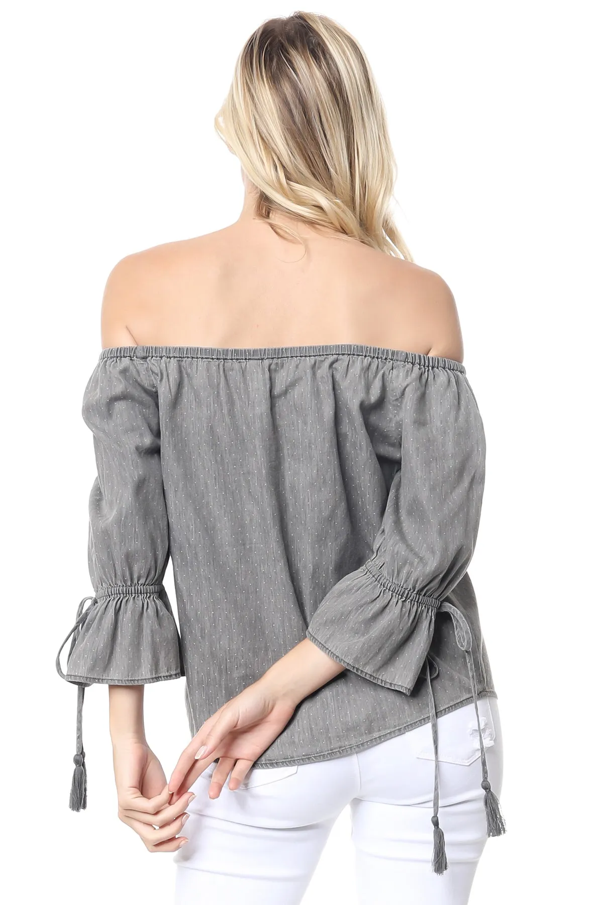 Off Shoulder Polka Dot Blouse