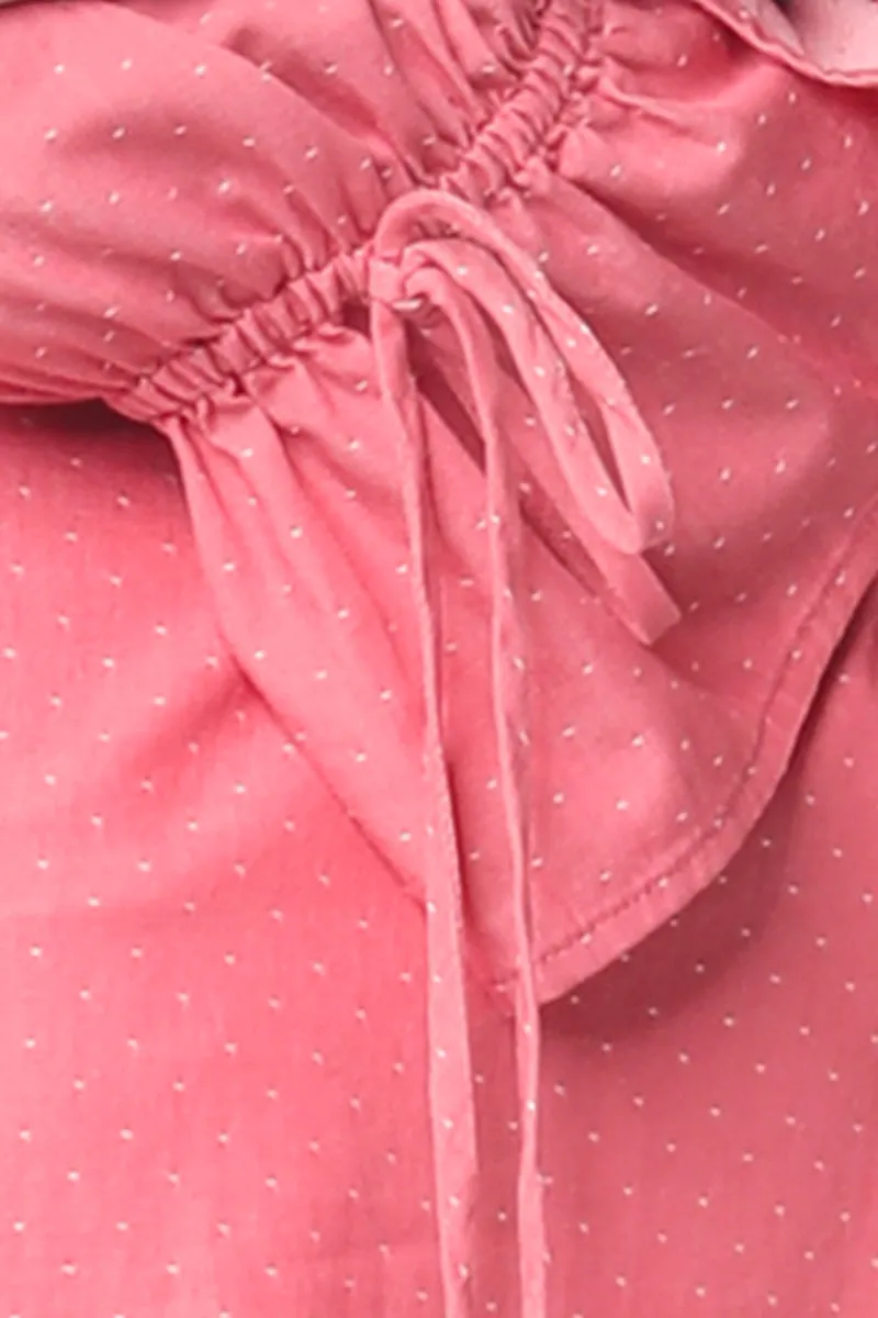 Off Shoulder Polka Dot Blouse