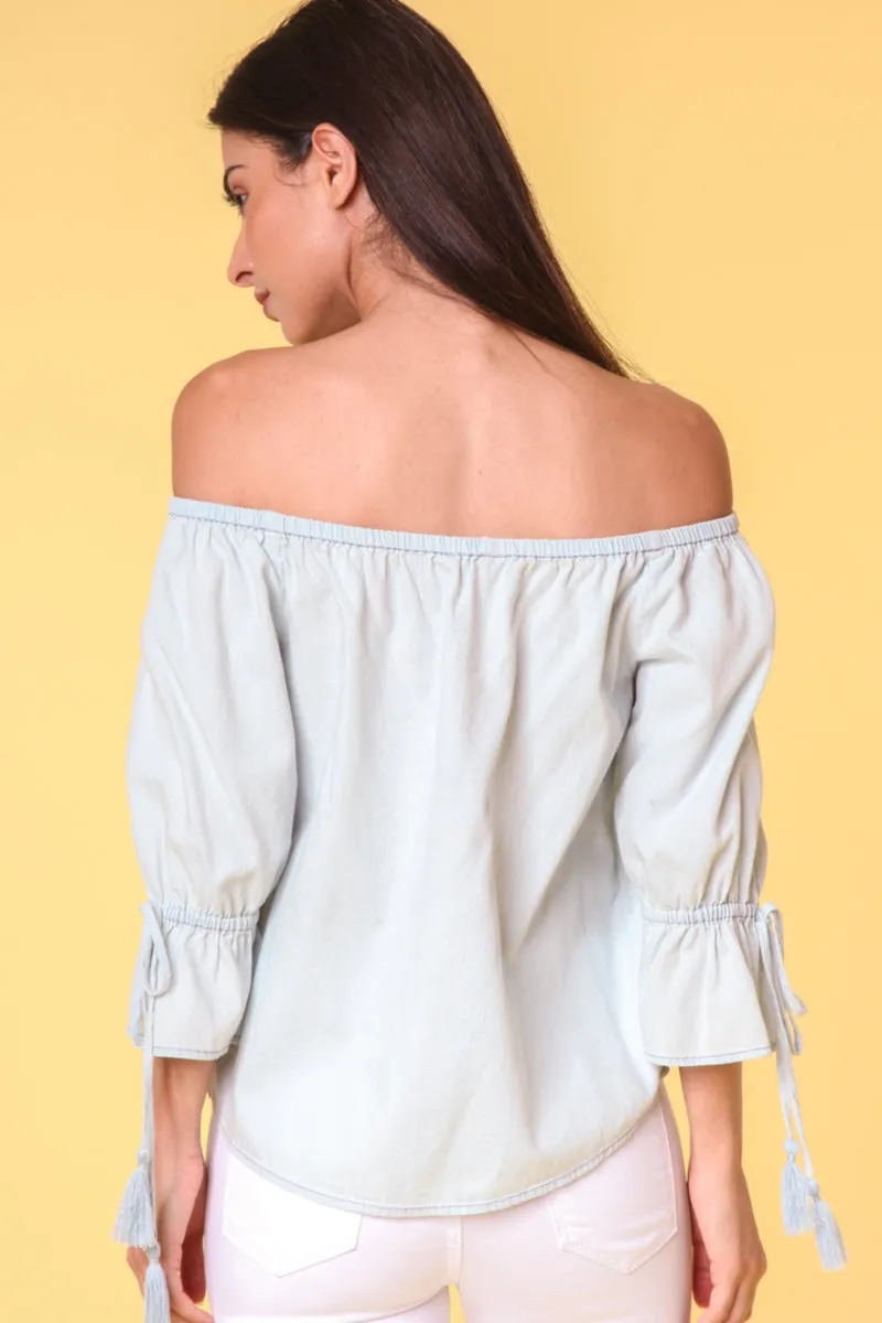 Off Shoulder Polka Dot Blouse