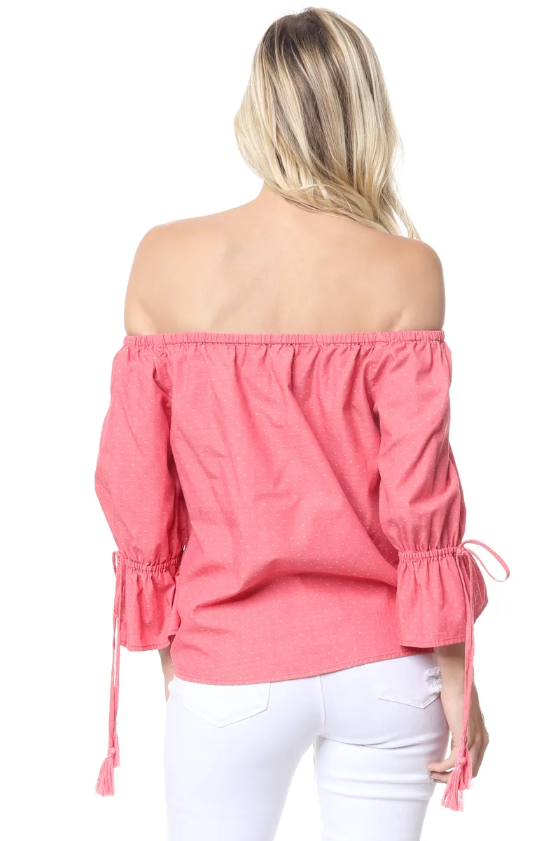 Off Shoulder Polka Dot Blouse