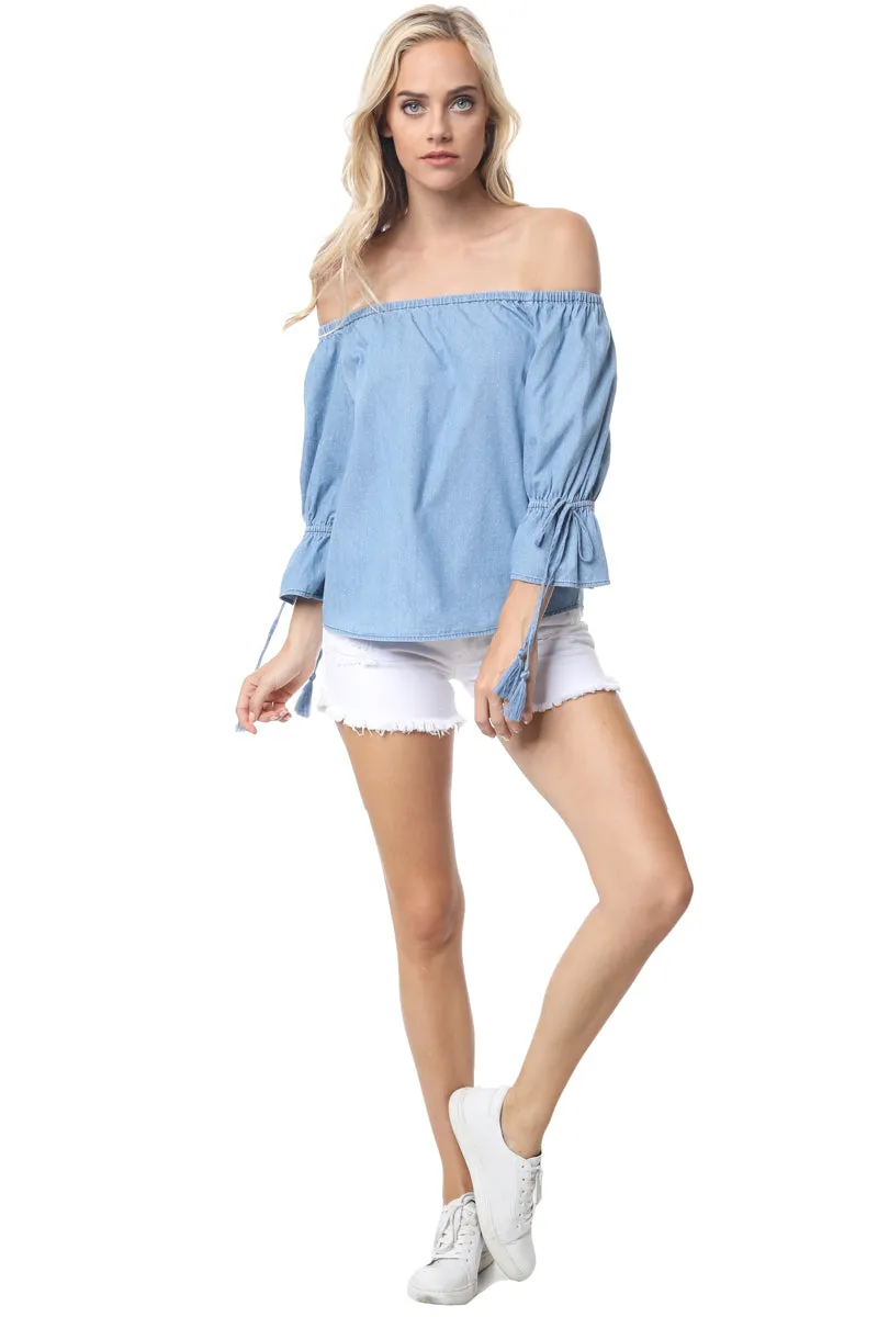 Off Shoulder Polka Dot Blouse