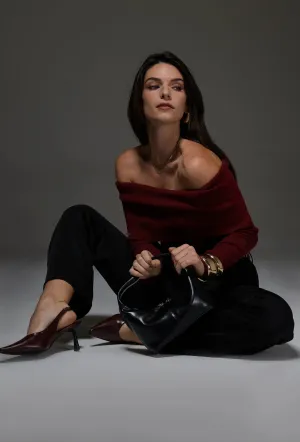 Off-Shoulder Sweater Burgundy