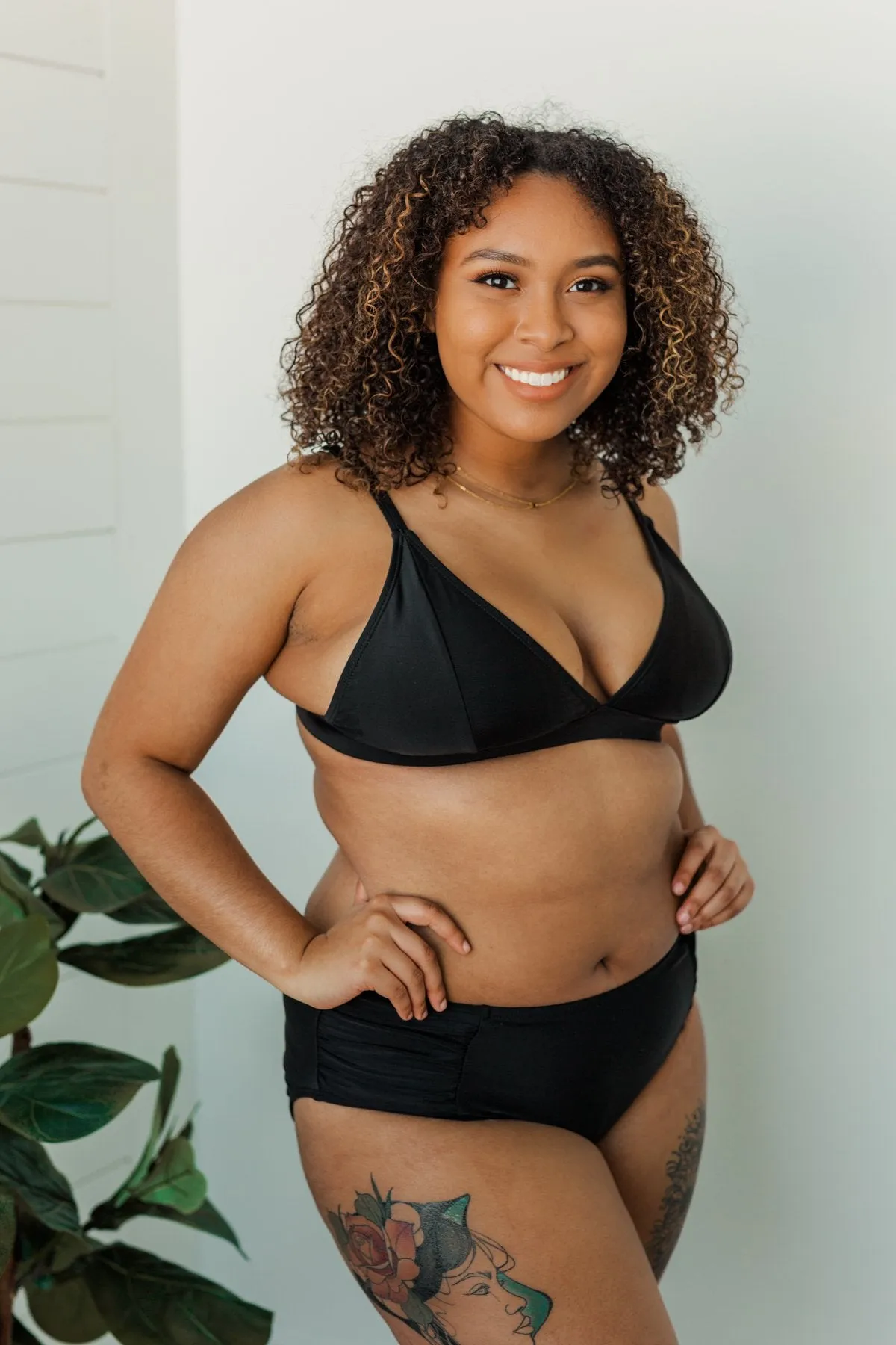 Off To An Oasis High-Rise Swim Bottoms- Black