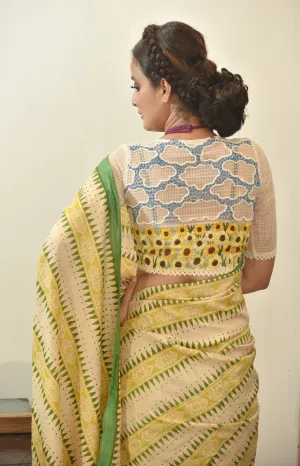 Off White Hand Embroidery Sunflower Blouse