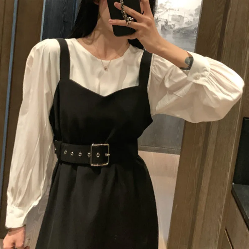 Office Lady Midi Dress Women Casual Personality Elegant Party plus size Dress Autumn O-neck Long Sleeve One-piece Dress Korean