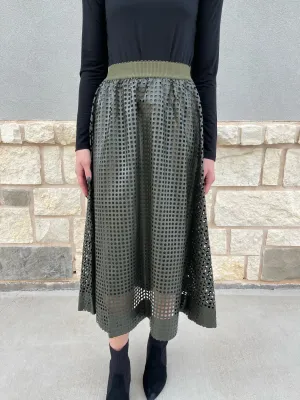 Olive Faux Leather Skirt