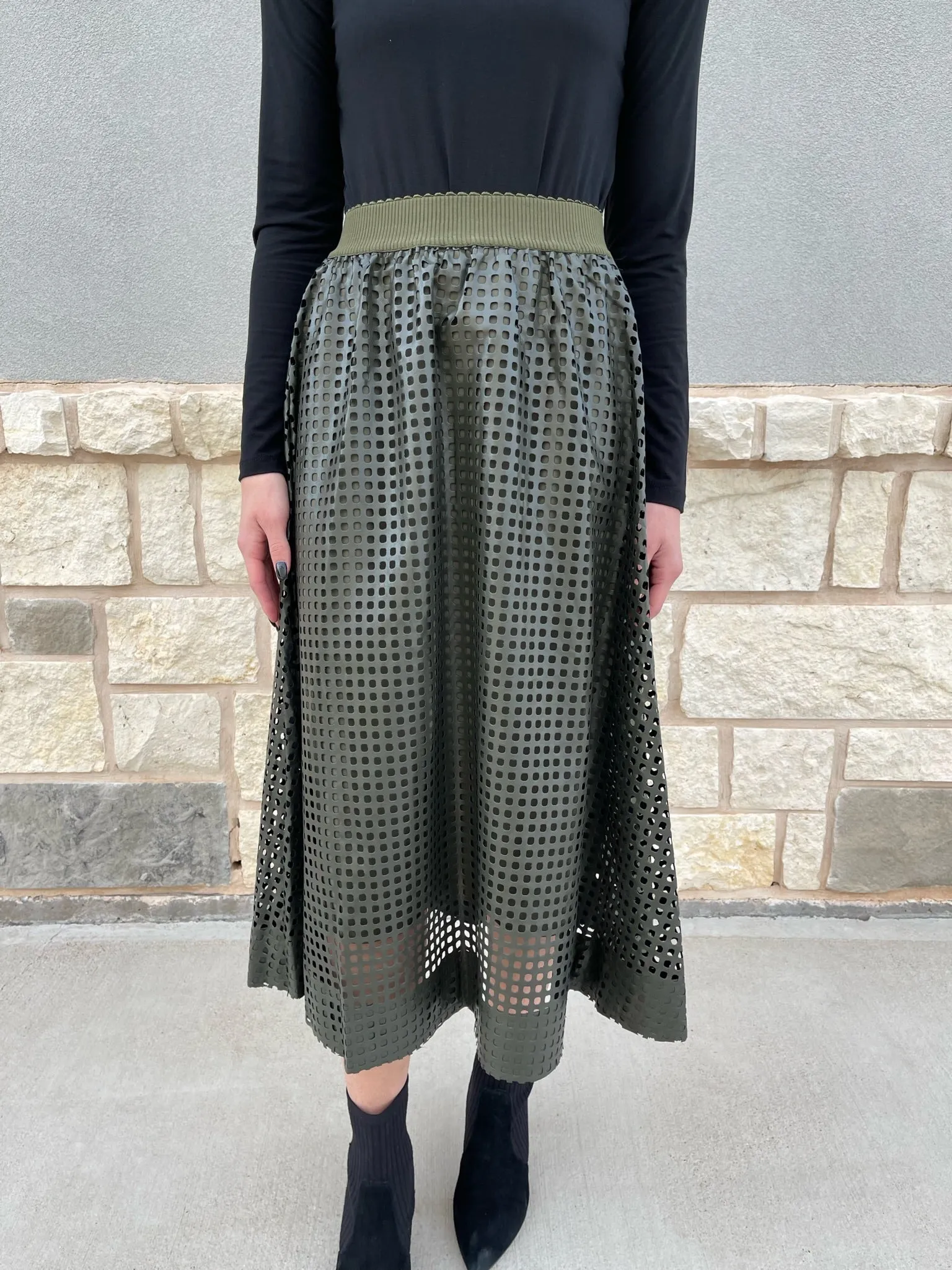 Olive Faux Leather Skirt