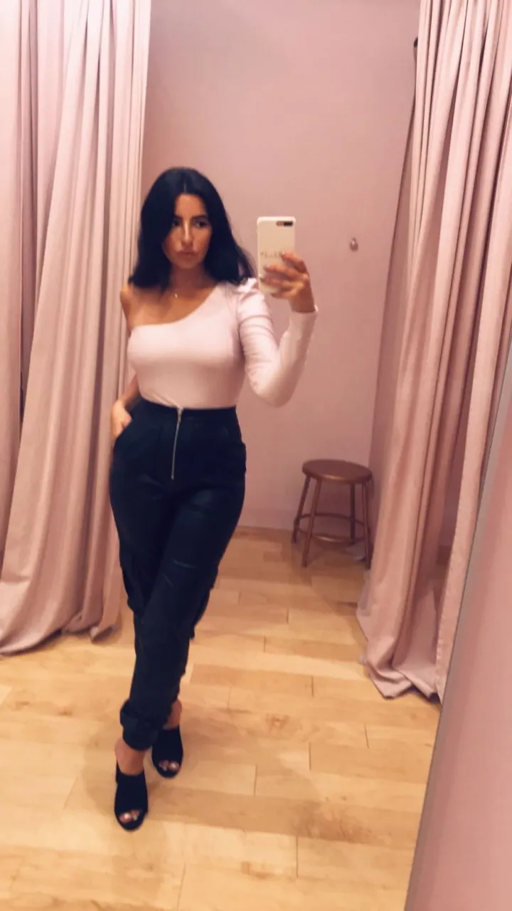 One Shoulder Peasant Puffed Long Sleeve Bodysuit