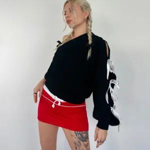 One Shoulder Ribbon Sweater (M)