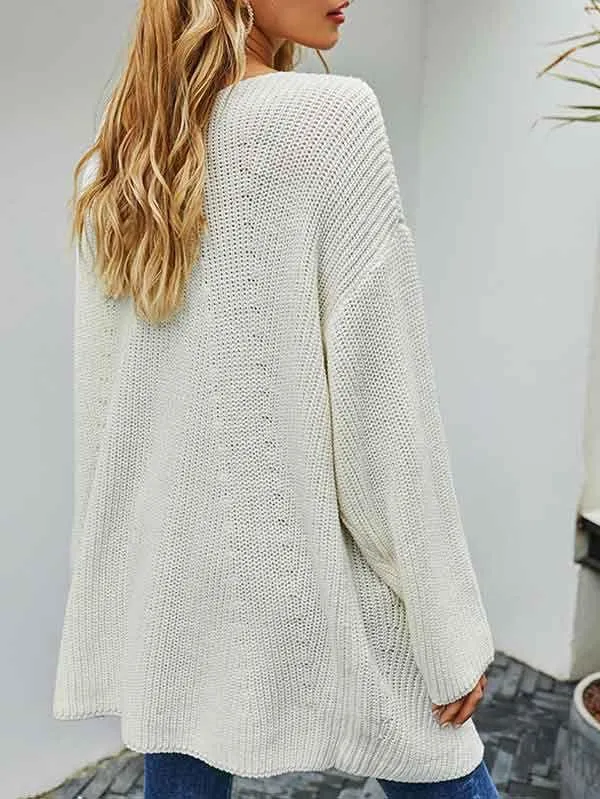Open Front Chunky Knit Cardigan Women With Pockets