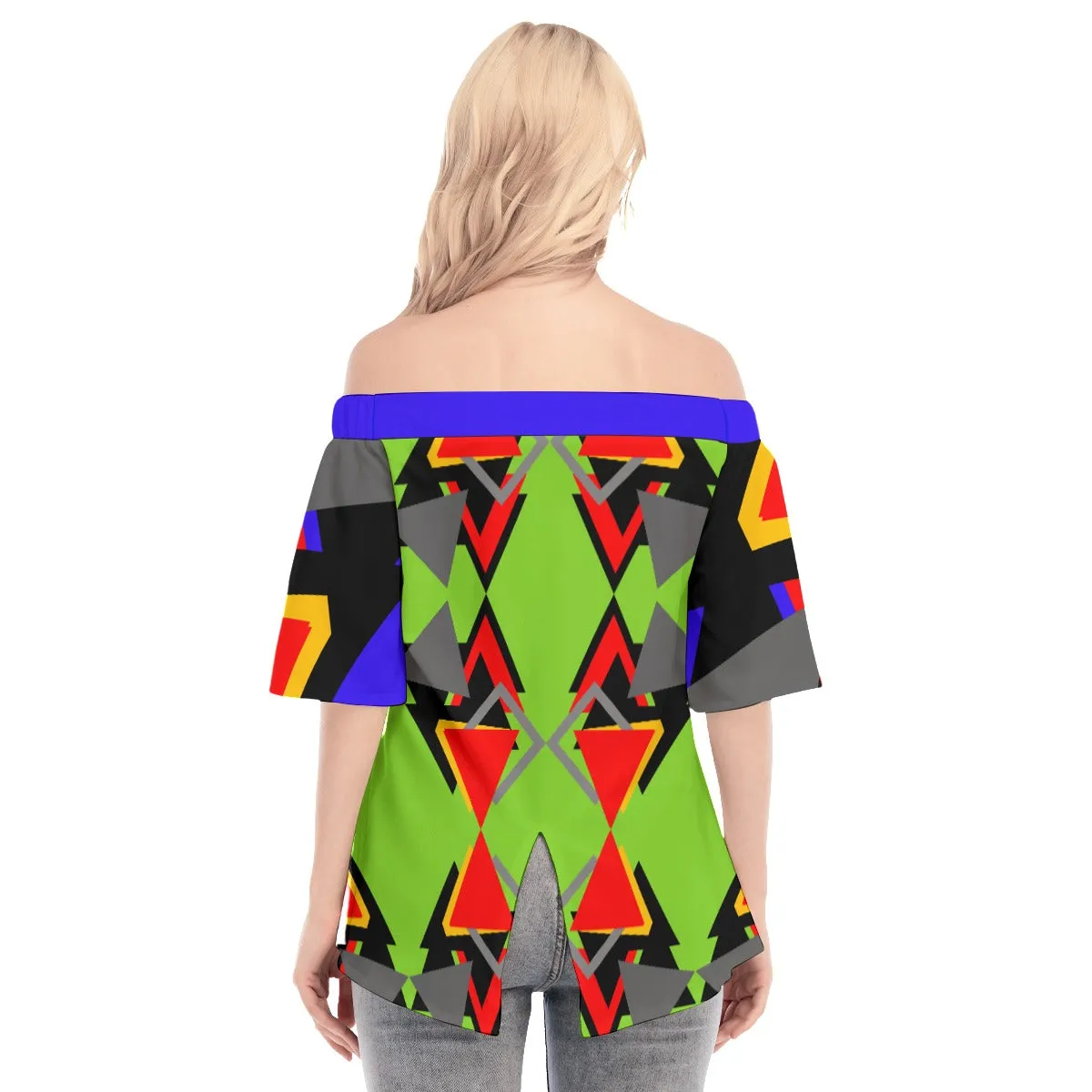 Origen Destination| Dia-Symbol Women's Off-shoulder Flared Sleeves top