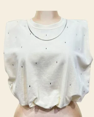 PAD SHOULDER CROP TOP