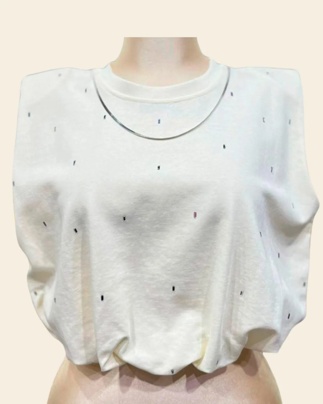 PAD SHOULDER CROP TOP