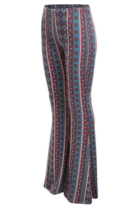 Paisley Boho Print Bell Bottom Pants