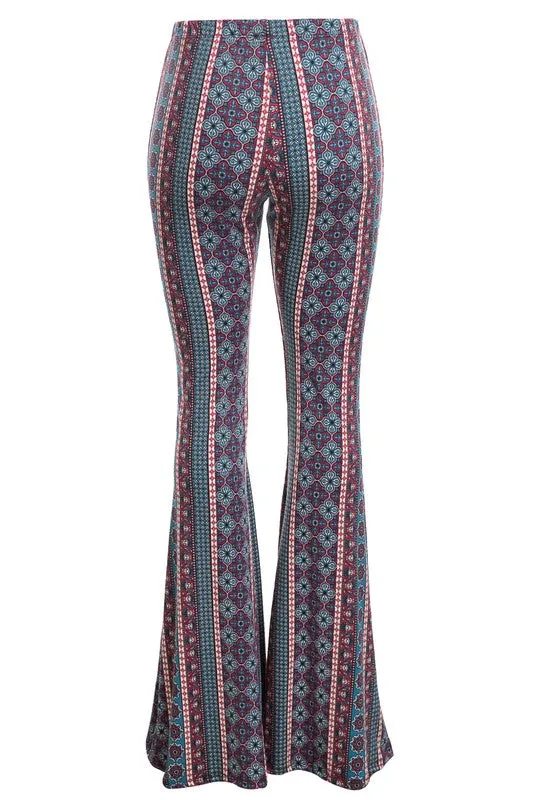 Paisley Boho Print Bell Bottom Pants