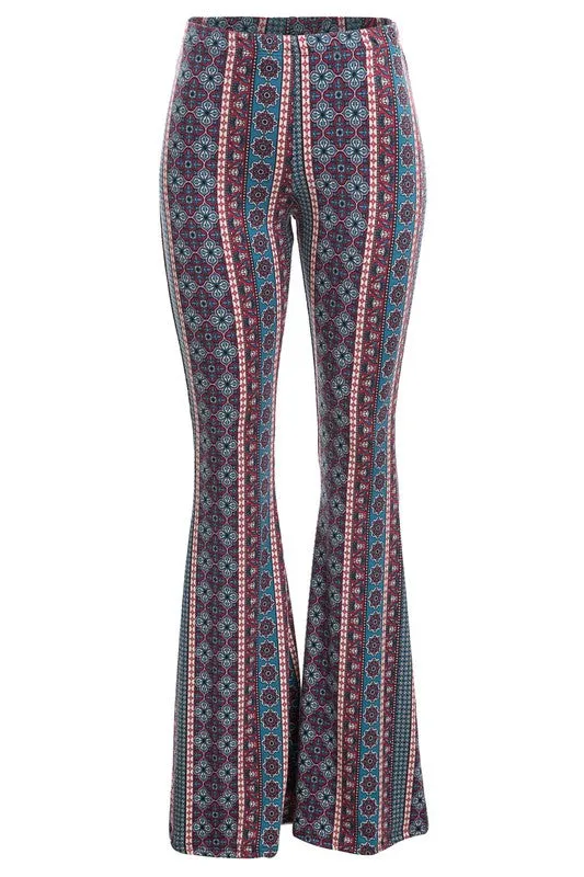 Paisley Boho Print Bell Bottom Pants