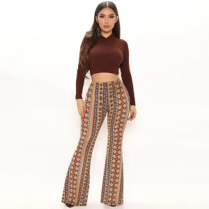 Paisley Boho Print Bell Bottom Pants