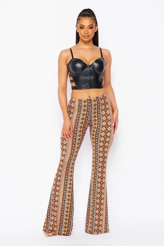 Paisley Boho Print Bell Bottom Pants