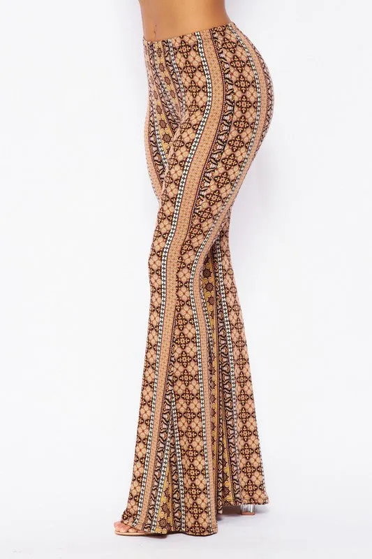 Paisley Boho Print Bell Bottom Pants