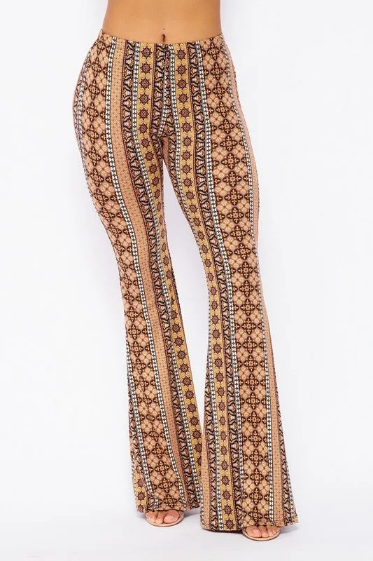 Paisley Boho Print Bell Bottom Pants