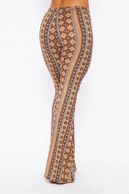 Paisley Boho Print Bell Bottom Pants