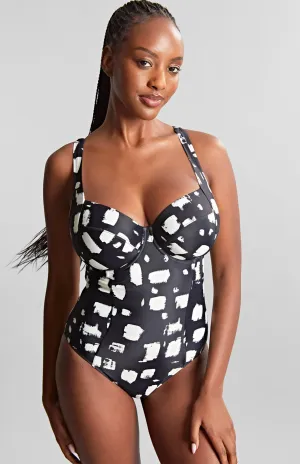 Paloma Balcony Swimsuit In Black Sand Print - Panache