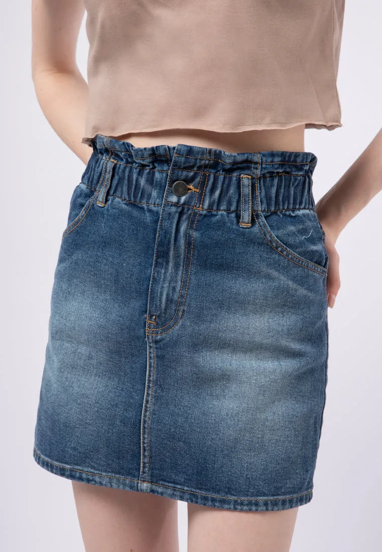 Paperbag Denim Mini Skirt