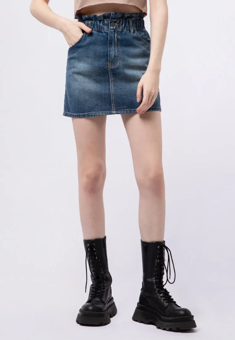 Paperbag Denim Mini Skirt
