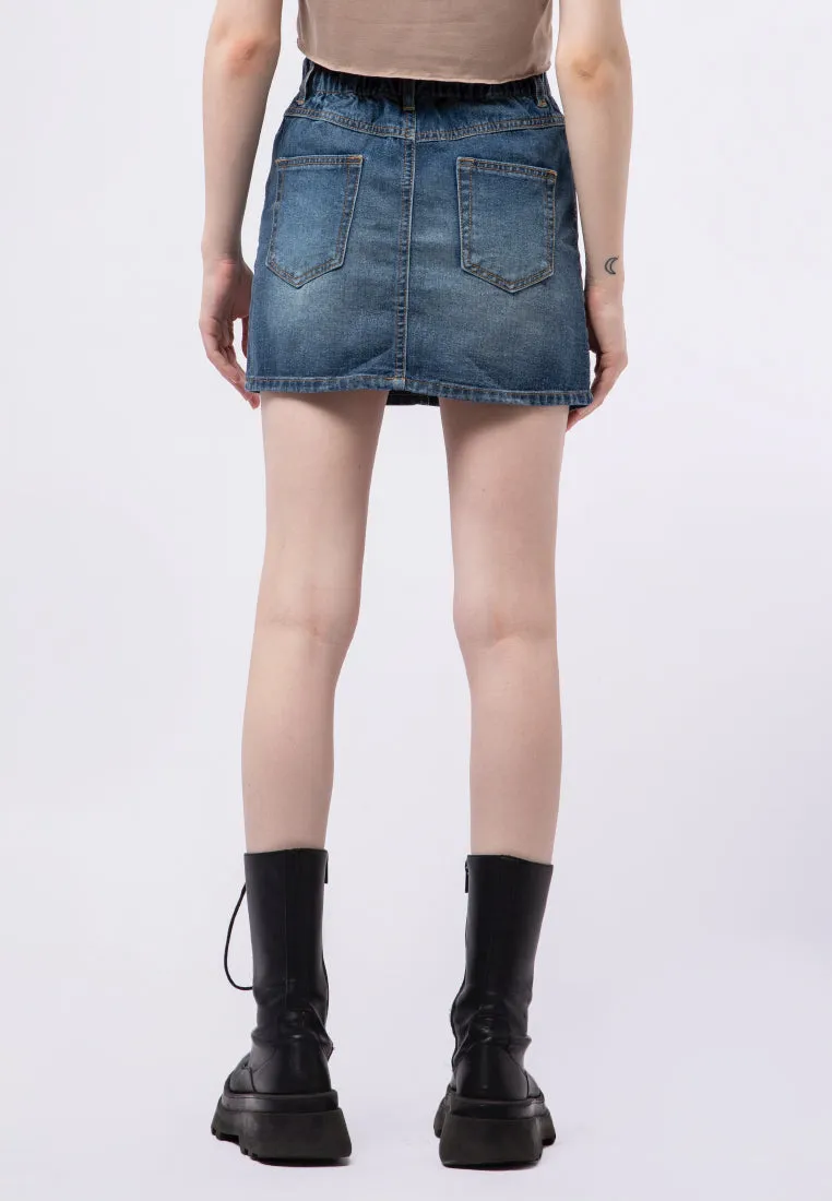 Paperbag Denim Mini Skirt