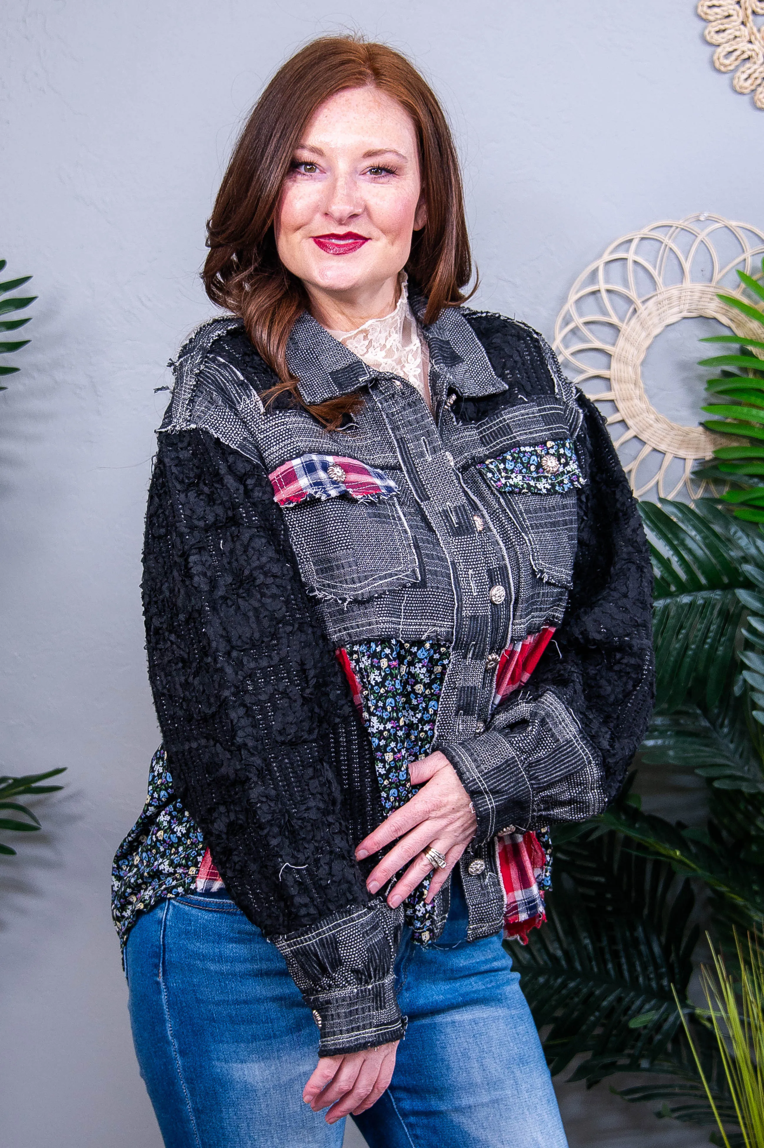Patch Perfection Crochet Patchwork Dropped Shoulder Jacket - O5740BK