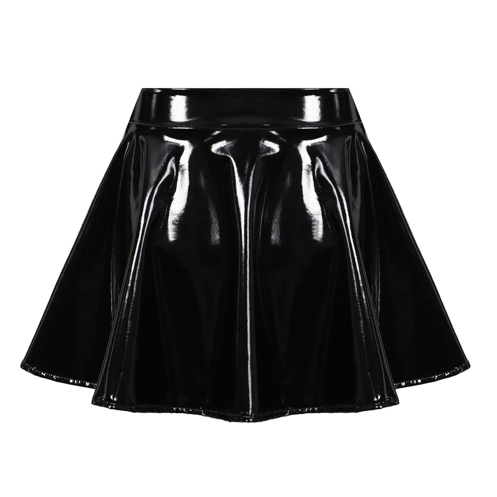 Patent Leather Flared Mini Skirt