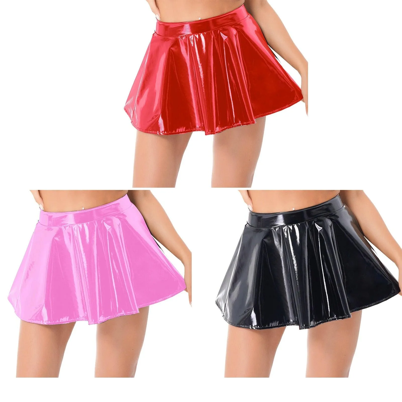 Patent Leather Flared Mini Skirt
