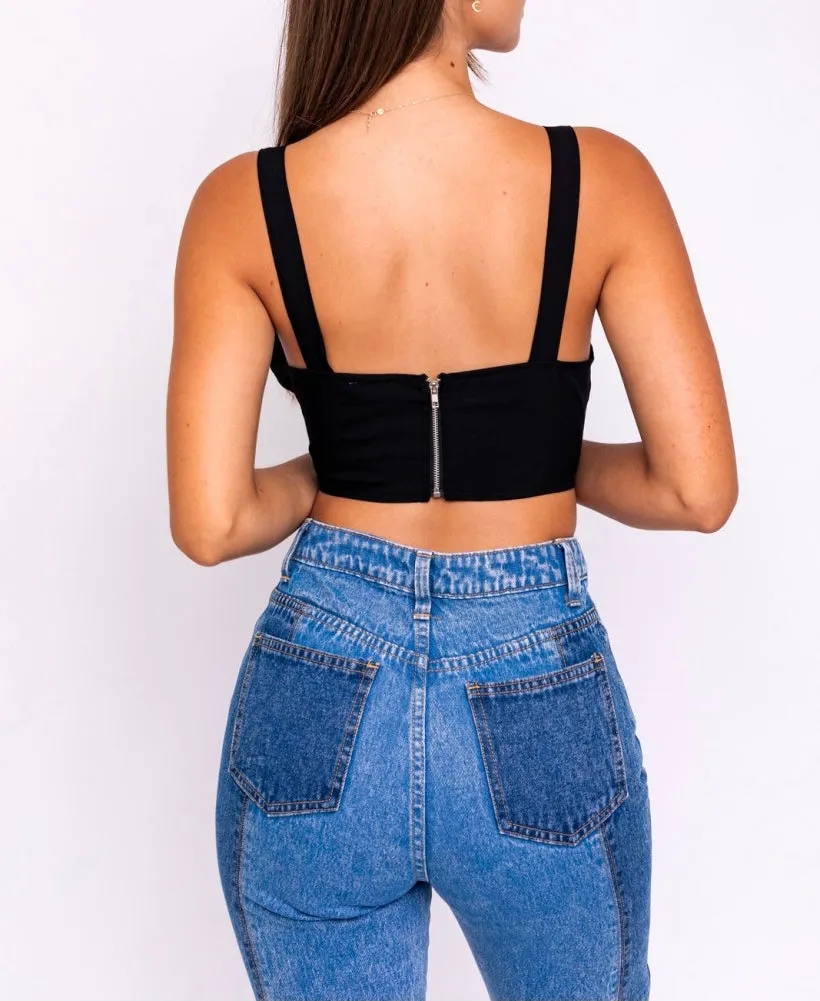 Peasant Tie Corset Crop Top