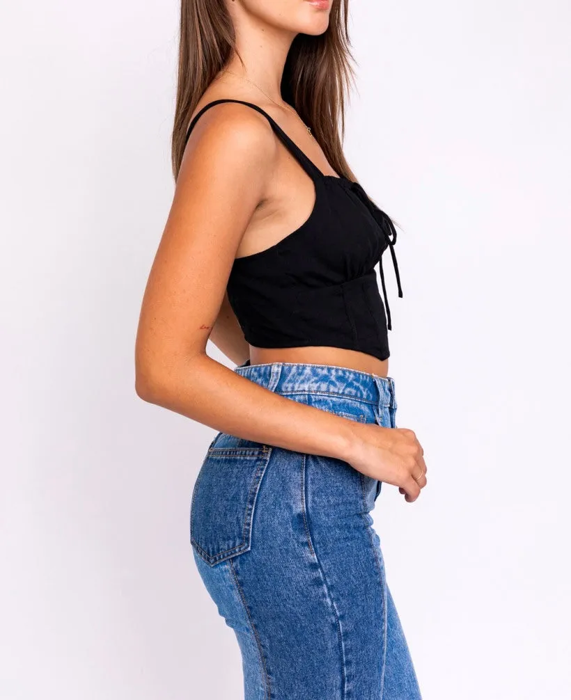 Peasant Tie Corset Crop Top
