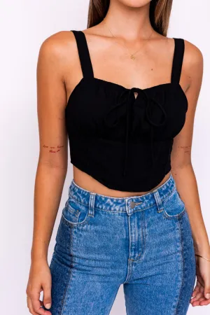 Peasant Tie Corset Crop Top