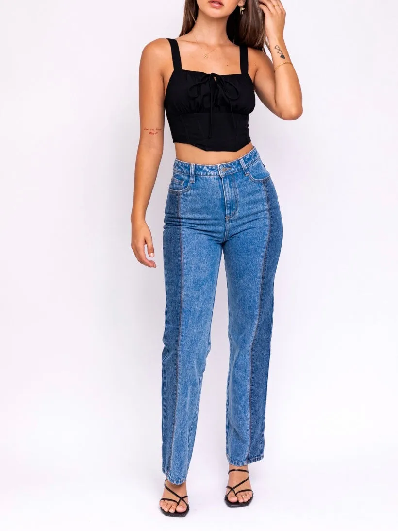 Peasant Tie Corset Crop Top