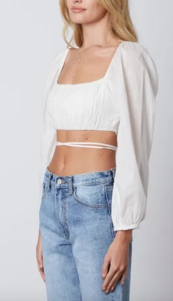 Peasant Tie Square Neck Crop Top