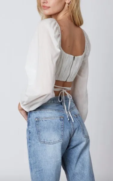 Peasant Tie Square Neck Crop Top