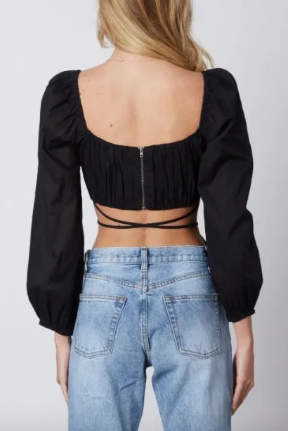 Peasant Tie Square Neck Crop Top